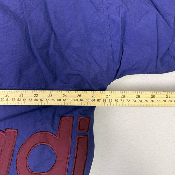 Vintage 90s Adidas Big Logo Wrap Around Puffer Jacket XL Blue Maroon Quilted - Picture 7 of 10